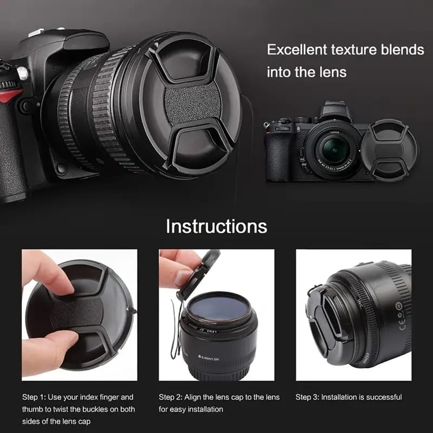 Universele Camera Lensdop - Beschermend & Snap-On - 52mm