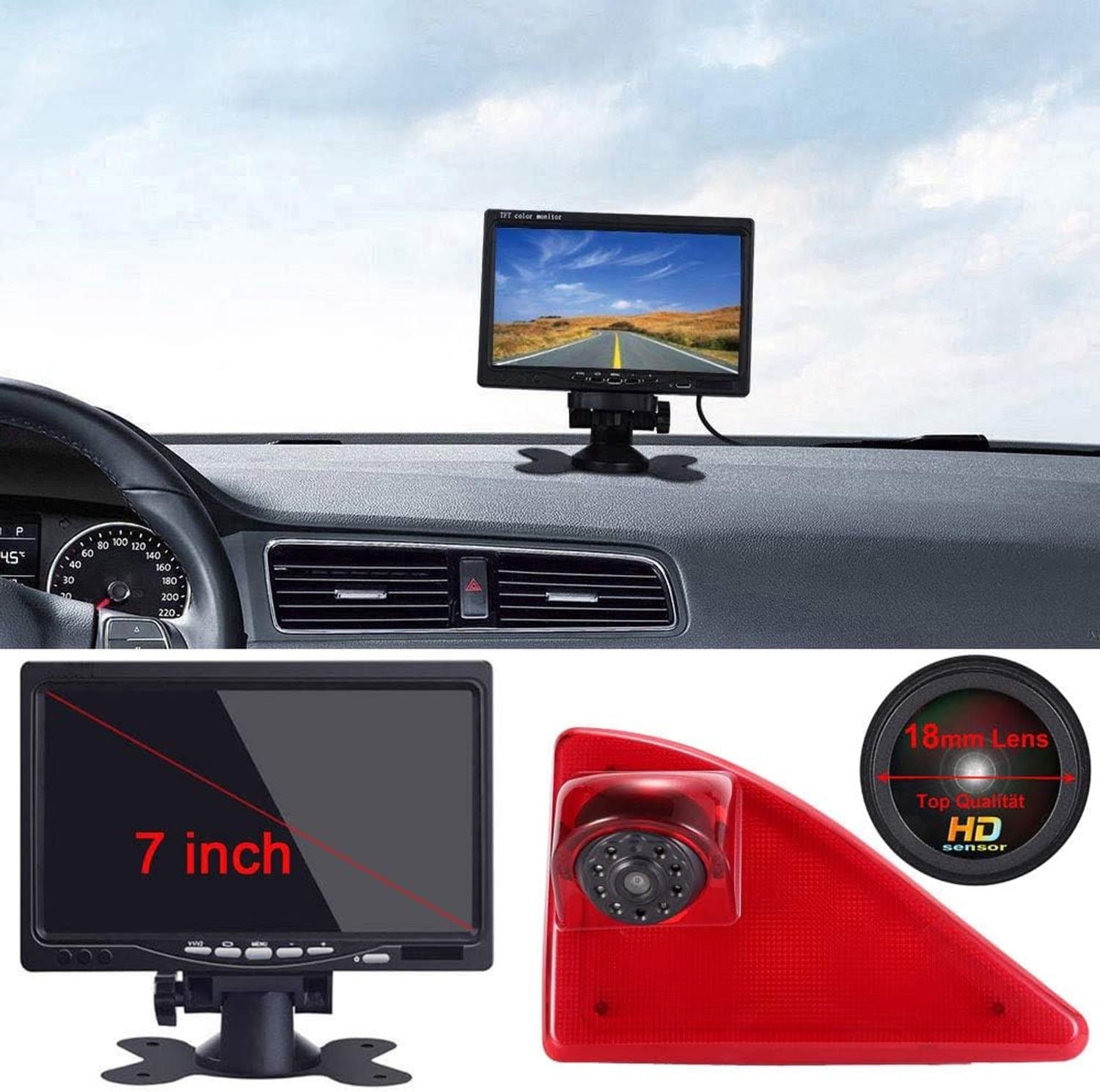 7 inch TFT LCD-kleurenscherm automonitor + 1280 * 720 pixels 1000 TV-lijnen HD nachtzicht achteruitrijcamera voor Opel Vauxhall Movano ab 2010/Renault Master ab 2010/Nissan NV400 ab 2010
