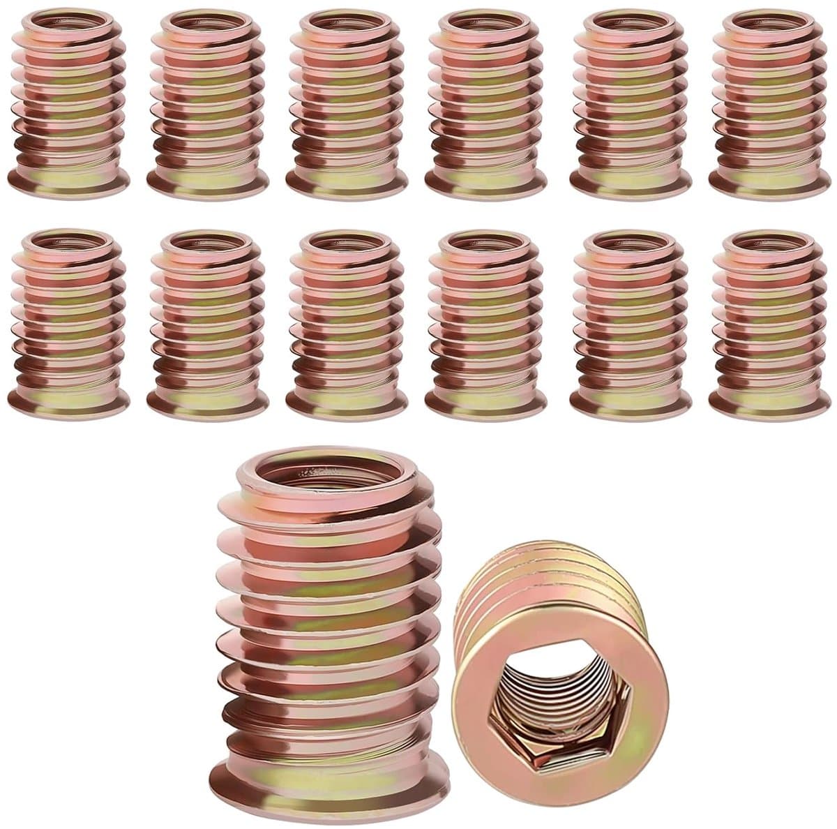 M6 x25mm Schroefdraad inzetstuk voor hout 30 stuks Gewindehuls M6 Inboorhoutmoeren Schroefdraadinzetsen Schroefdraadinzetmoeren Verzinkte zeskant voor houten meubels enz