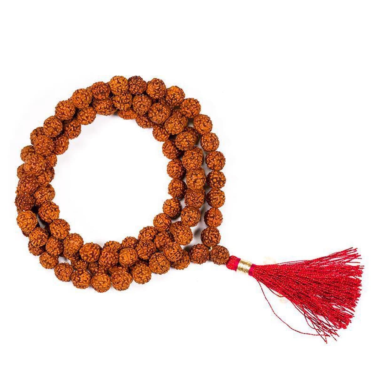 Yogi & Yogini naturals Mala Rudraksha 108 kralen met rode kwast