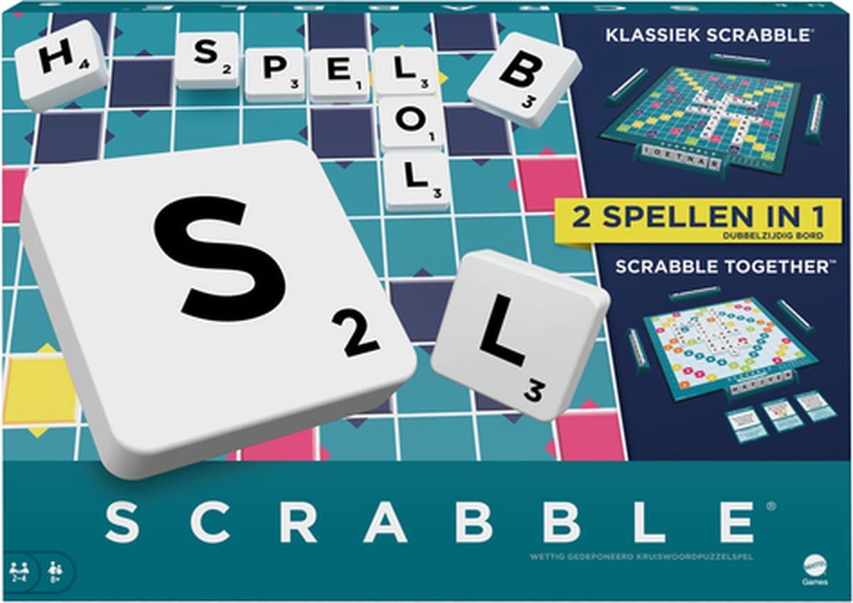 MATTEL Scrabble originele bordspel - klassieke&Scrabble samen editie, kunststof