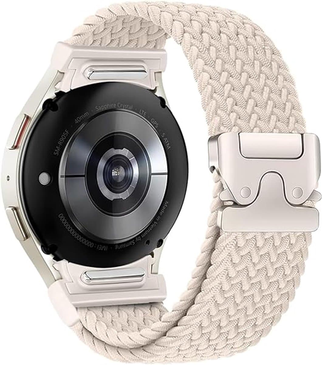 Geen Gap Nylon Gevlochten Band gescht voor Galaxy Watch 7/FE/6/5/4 40mm 44mm, Elastische Magnetische Gesp Band voor Galaxy Watch 6 Classic/4 Classic/5 Pro Herren Damen