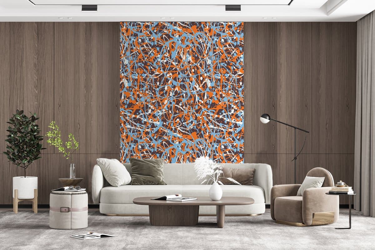Behang - Fotobehang Blauw - Waterverf - Chaos - Breedte 225 cm x hoogte 350 cm