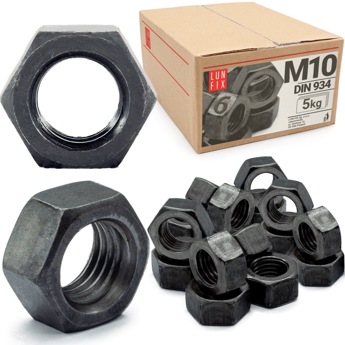 LUN FIX - Zeskantmoer M10 - 5 Kg (ca. 500 Stk.) - Sterkte 6 - Regelgewinde - moeren voor schroeven
