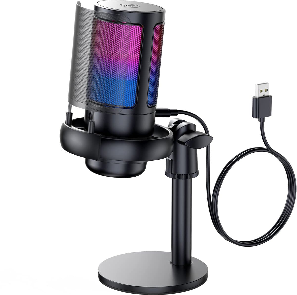 YONO Professionele Microfoon Staand - Gaming Microfoon met USB - RGB - Geschikt voor PC, Streaming, Console - Zwart