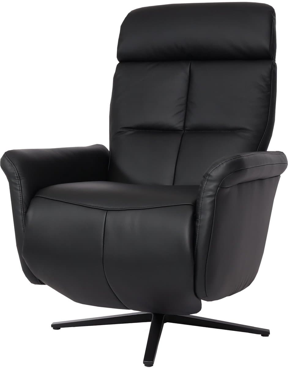 Relaxfauteuil MCW-L10, design TV-fauteuil TV-fauteuil relaxfauteuil, draaibare relaxfunctie, volledig leer ~ zwart
