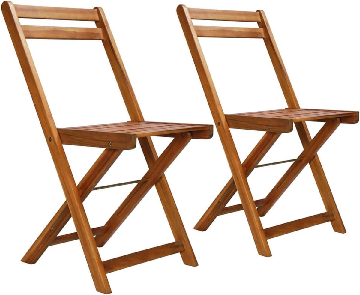 Bistrostoelen Set - Tuinstoelen Hout - Buiten Zitten - Inklapbaar Ontwerp - 2 Stuks - Houtkleur