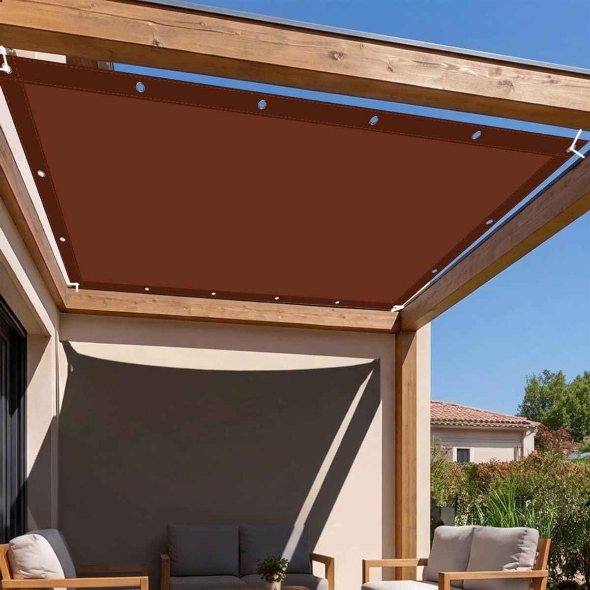 Zonnescherm Zeil - Schaduwdoek Waterdicht - Terras Beschermen - UV-Bescherming - 365 x 595 cm - Roest Rood