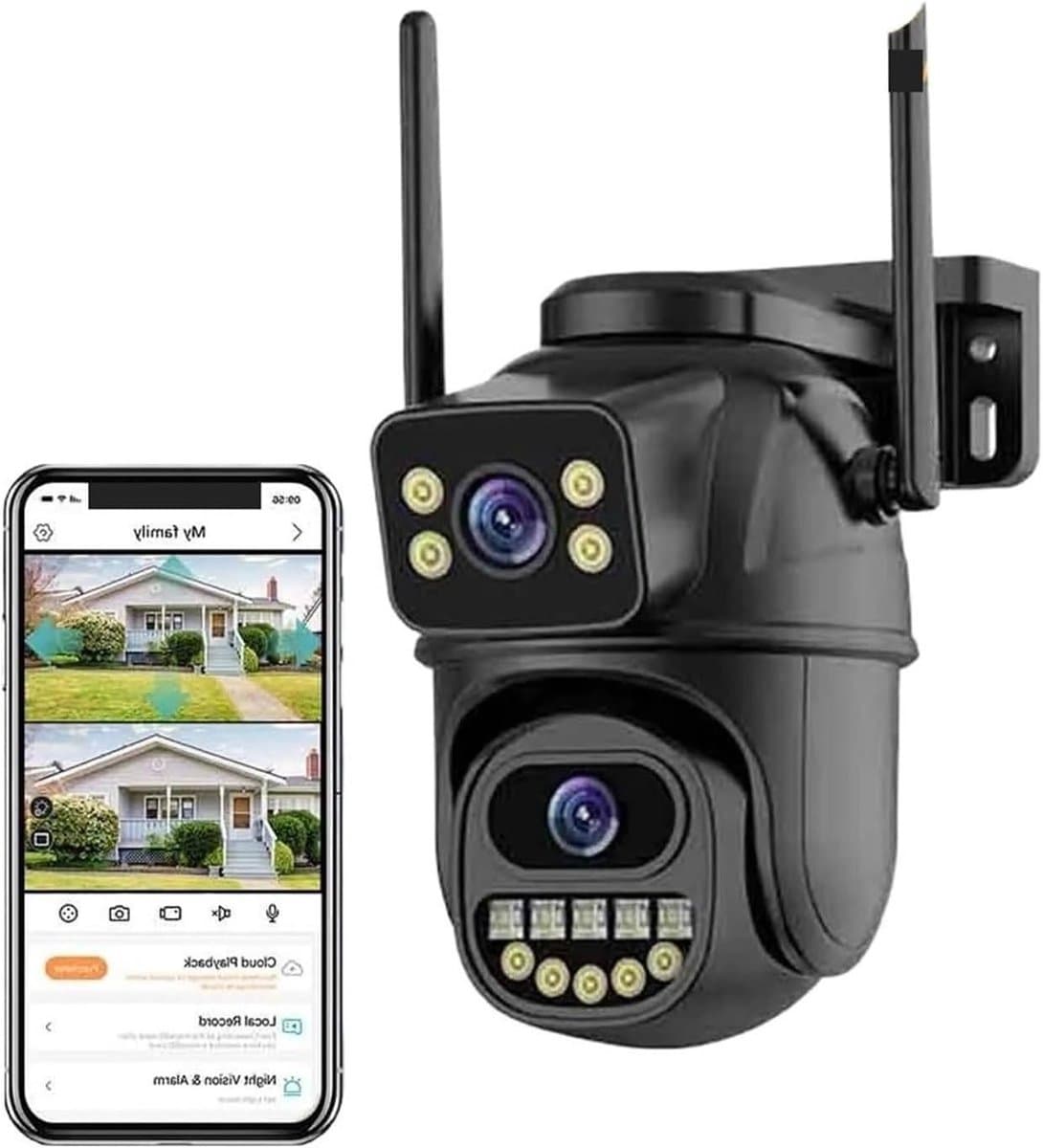 Beveiligingscamera Buiten - IP Camera - Huis Beveiligen - Dubbele Lens AI - 8MP 4K Resolutie - Wit
