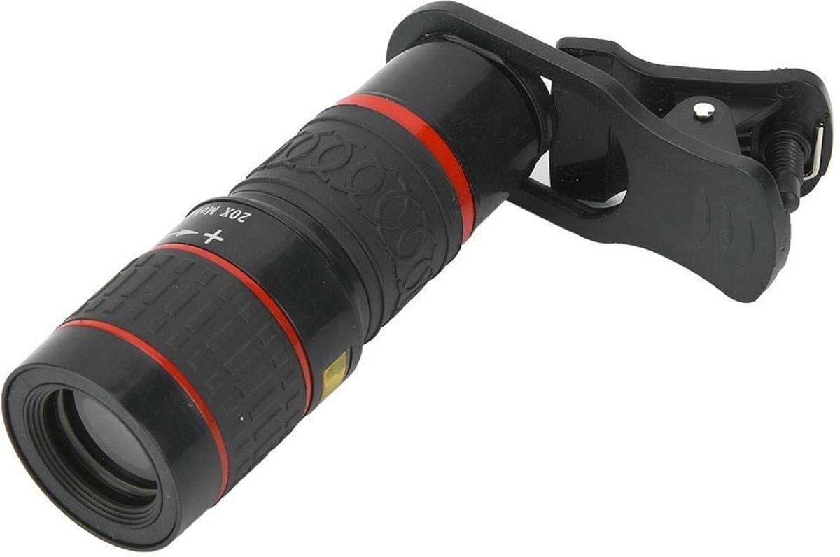 Allecto - Telelens voor Mobiele Telefoon - 20X Zoom - Hoge beeldkwaliteit - Zwart - Geschikt voor sportevenementen, concerten en vogels kijken - In...