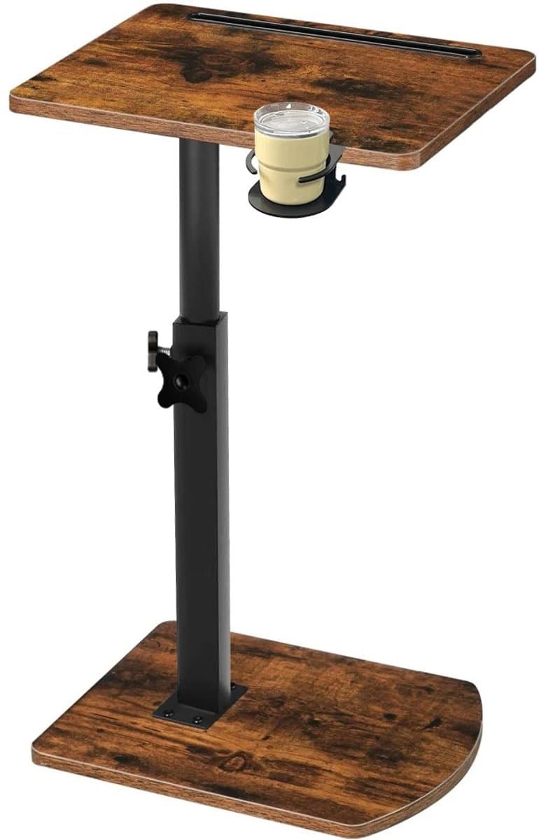 NordHaus Bijzettafel C-vorm - Laptoptafel - Banktafel Verstelbaar - 360° Draaibaar Tafelblad - Hoogte 45,5-78 cm