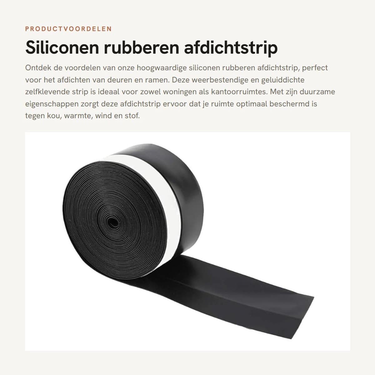 Dailygoods- Afdichtstrip Hoogwaardig Siliconenrubber - Zelfklevend - Weerbestendig - Geluiddicht - Instelbare Lengte 5 Meter - Duurzaam - Weerstrip