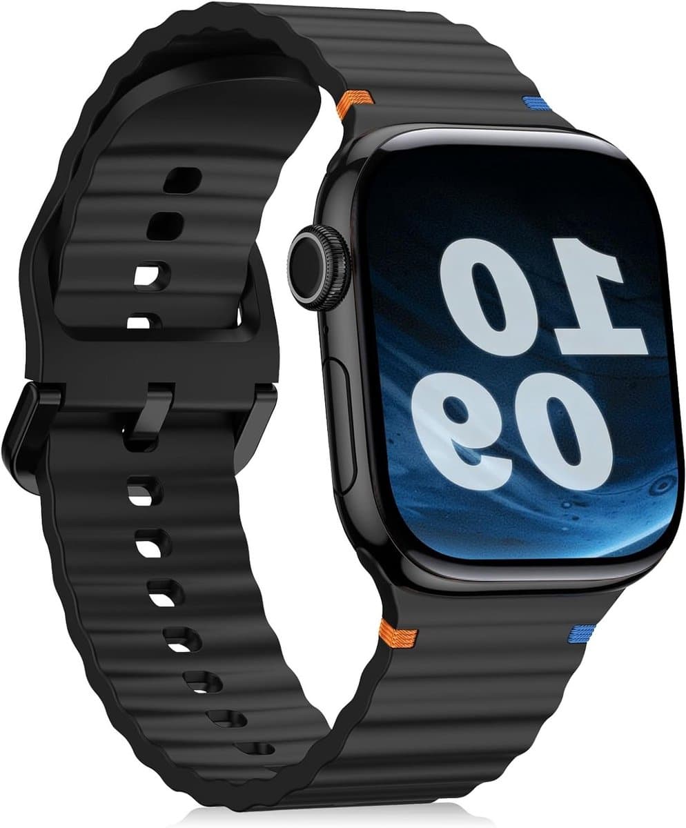 Silicone Sport Band voor Apple Watch 46mm, 45mm, 44mm, 42mm en 49mm - Duurzame en Comfortabele Armband voor Heren en Dames in Zwart