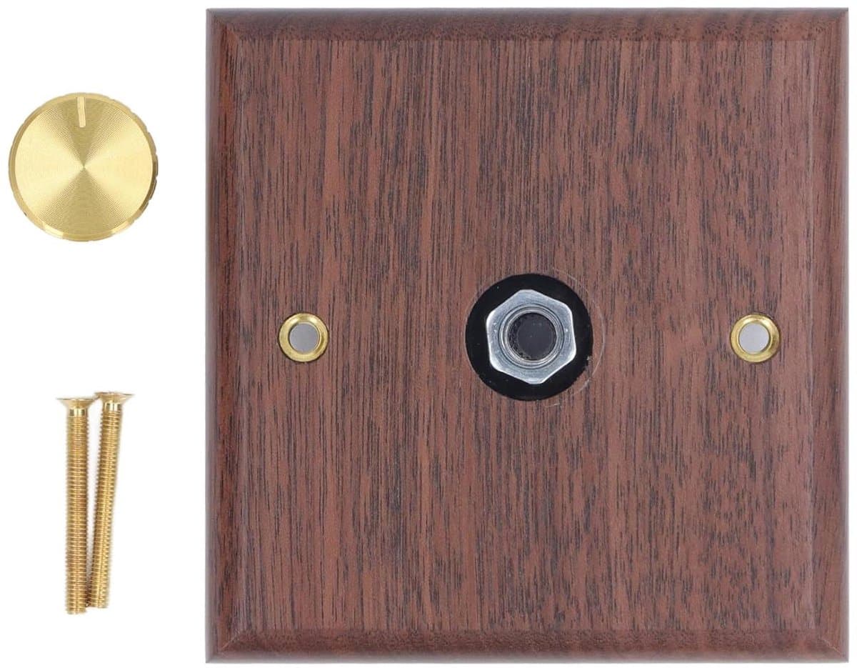 Dimmerschakelaar Hout - Draaicontroller - Sfeer Creëren - Walnoot en Koper - 86x87 mm - Zwart