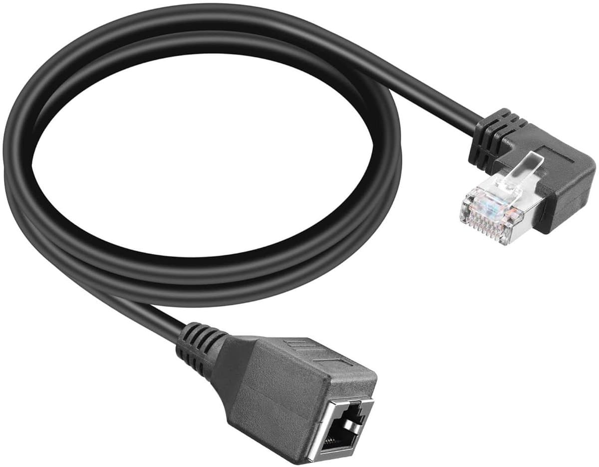 Cat6 Verlengkabel Hoek - Ethernet Extender Kabel - Krappe Ruimtes Aansluiten - 90 Graden Hoek Connector - 2FT - Zwart