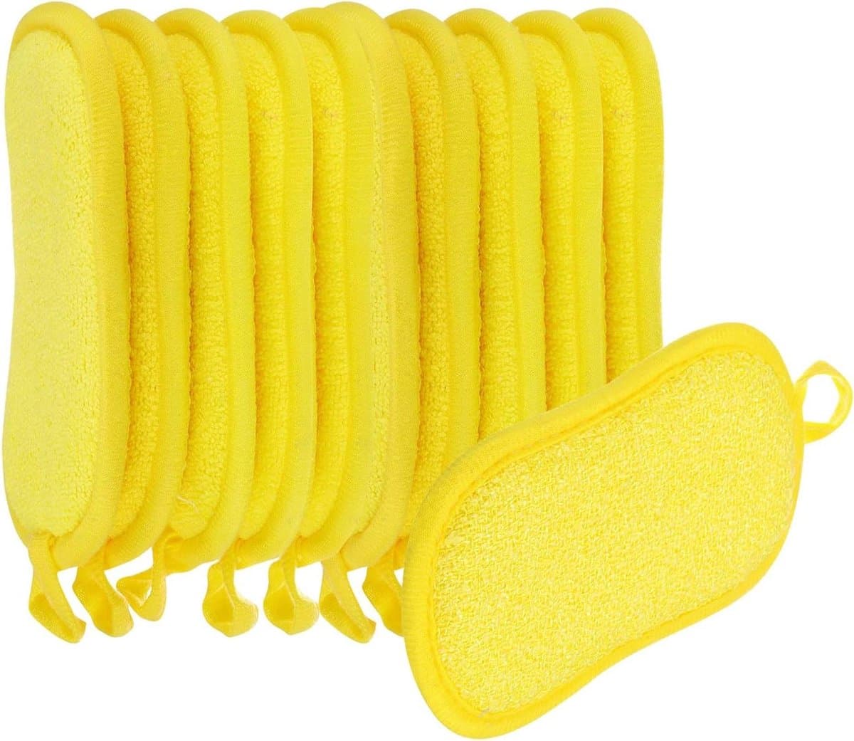 VVGoods - Multifunctionele microvezel sponzen voor keuken en servies, 10 stuks, krasbestendig, geel