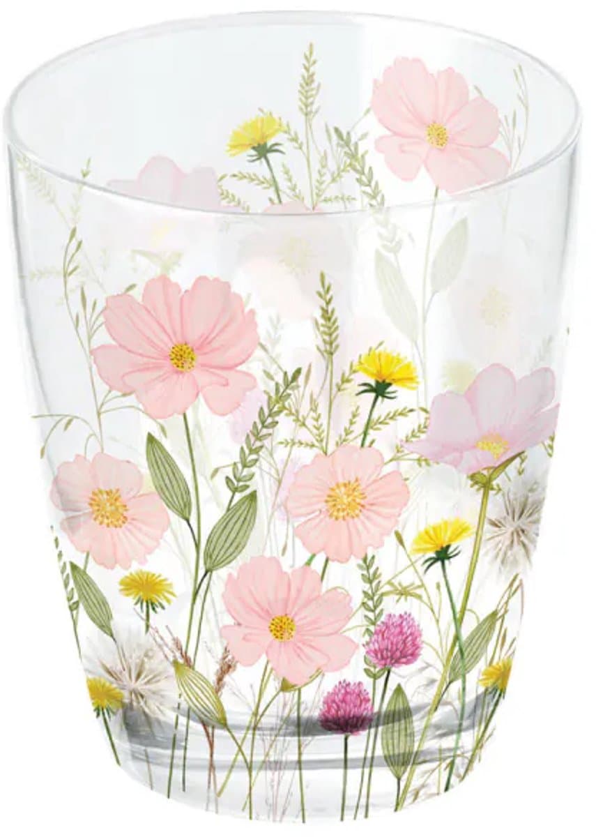 Ambiente Waterglas 0,25 L, Pastel Bloemen Roze