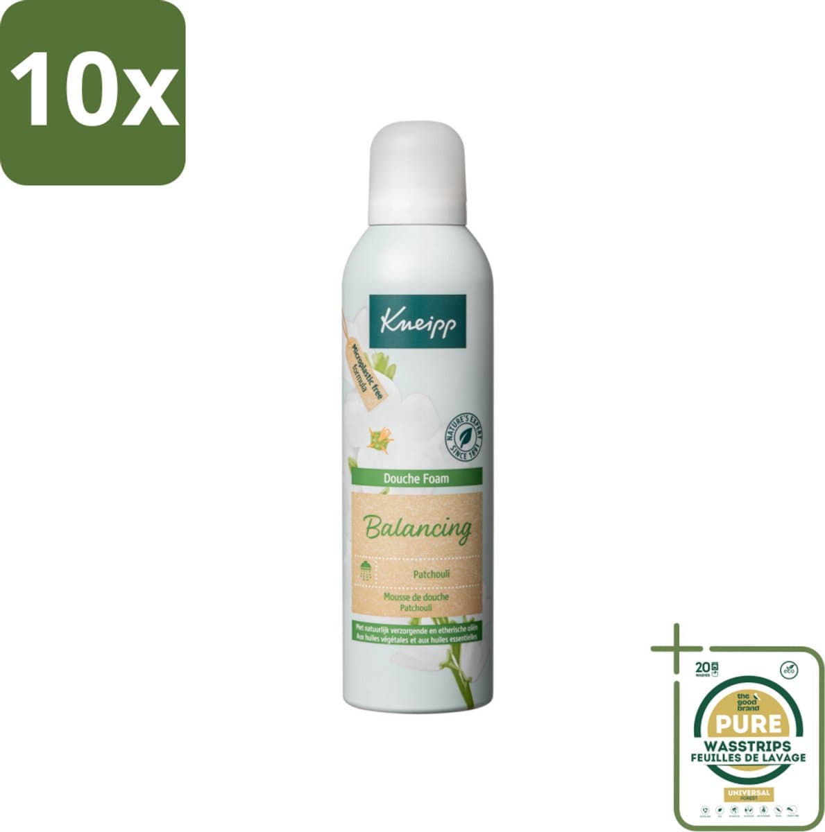 10 x Kneipp - Douche foam - Balancing - Patchouli - 200 ml - Grootverpakking - Douche Foam - Patchouli - Huid Verzorging - Ontspanning - Natuurlijke Huidverzorging