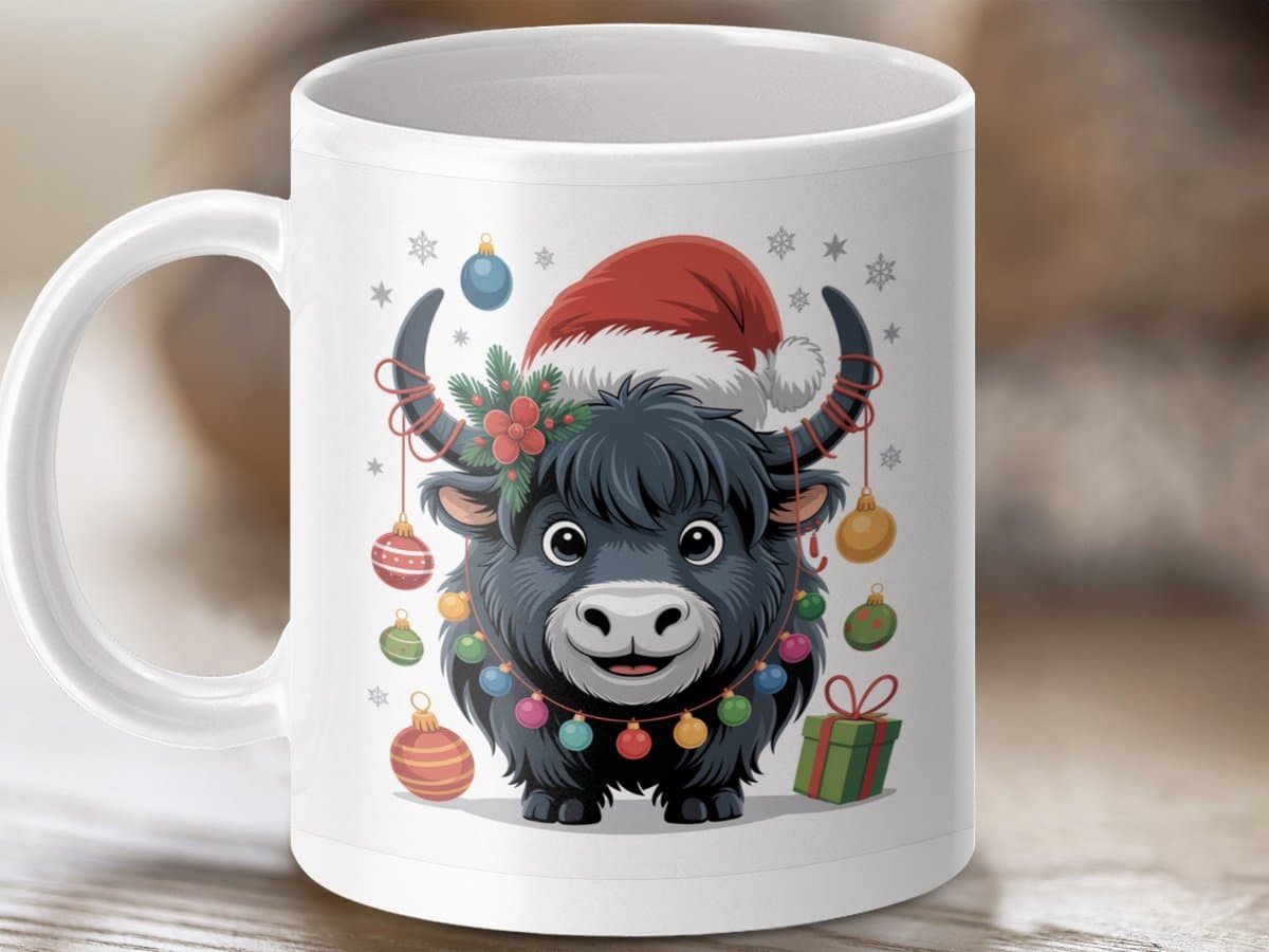 Mok Kerst Yak Mok, Feestdag Koe Mok, Schattige Winter Dier Mok, Vakantie Cadeau Idee, Unieke Koffiemok, Nieuwjaar Mok, Feestelijke Drinkware