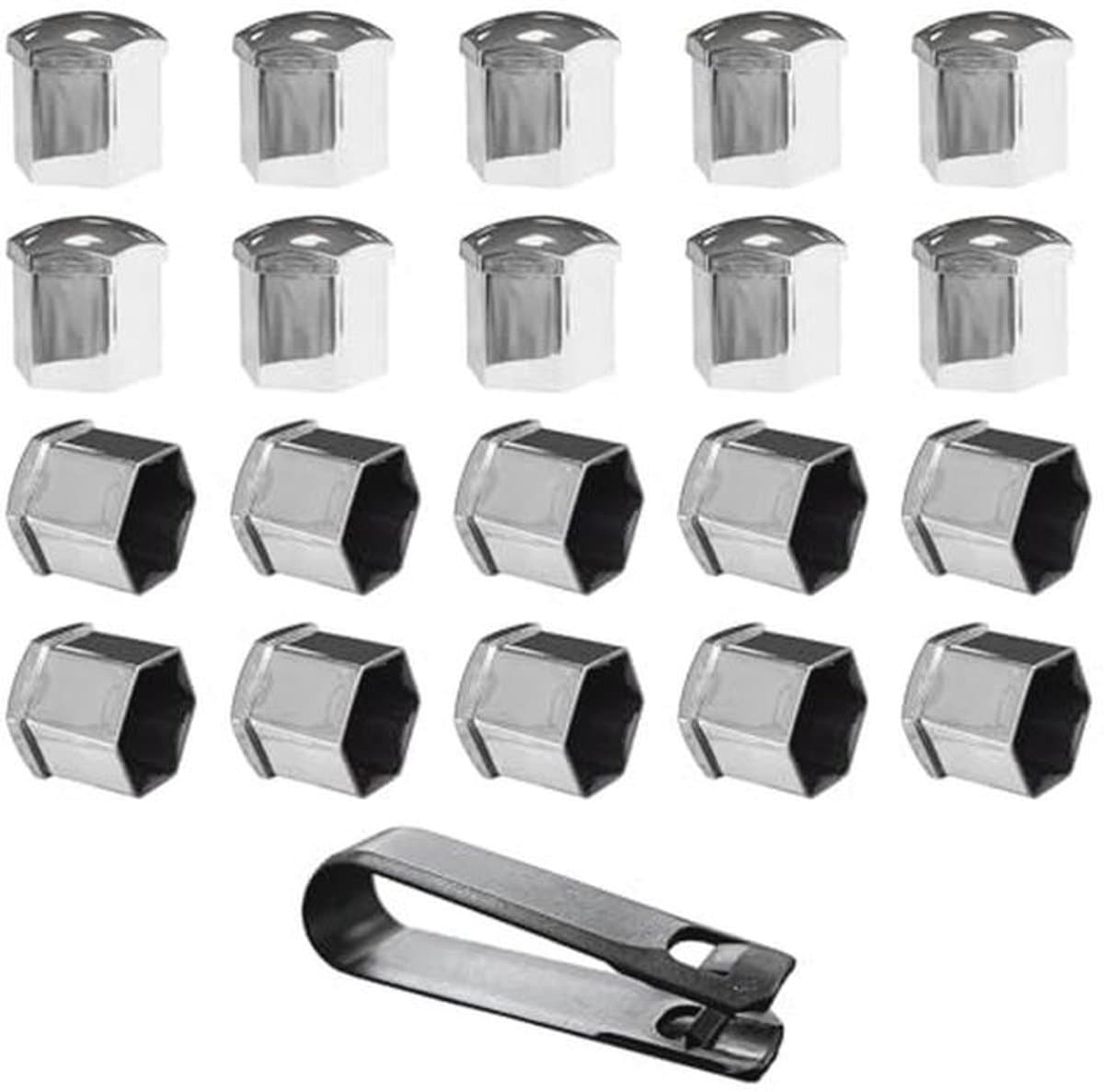 20 Stuks Wielmoerafdekkingen met Verwijderingsgereedschap - Universele Boutdoppen Voor 17/19 mm Wielen