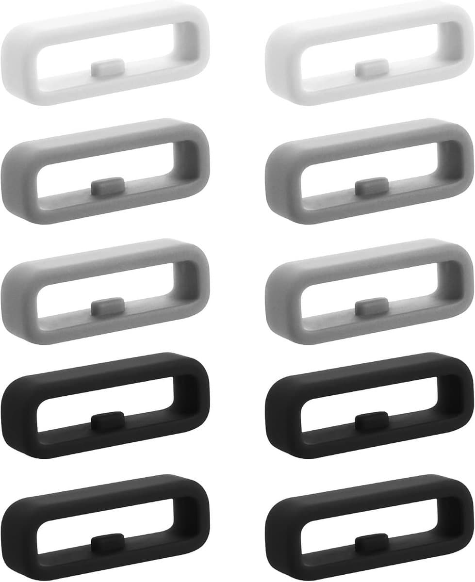 10 Stuks Universele Horlogeband Lus voor 18mm Smartwatch en Fitness Tracker - Grijs/Zwart/Wit
