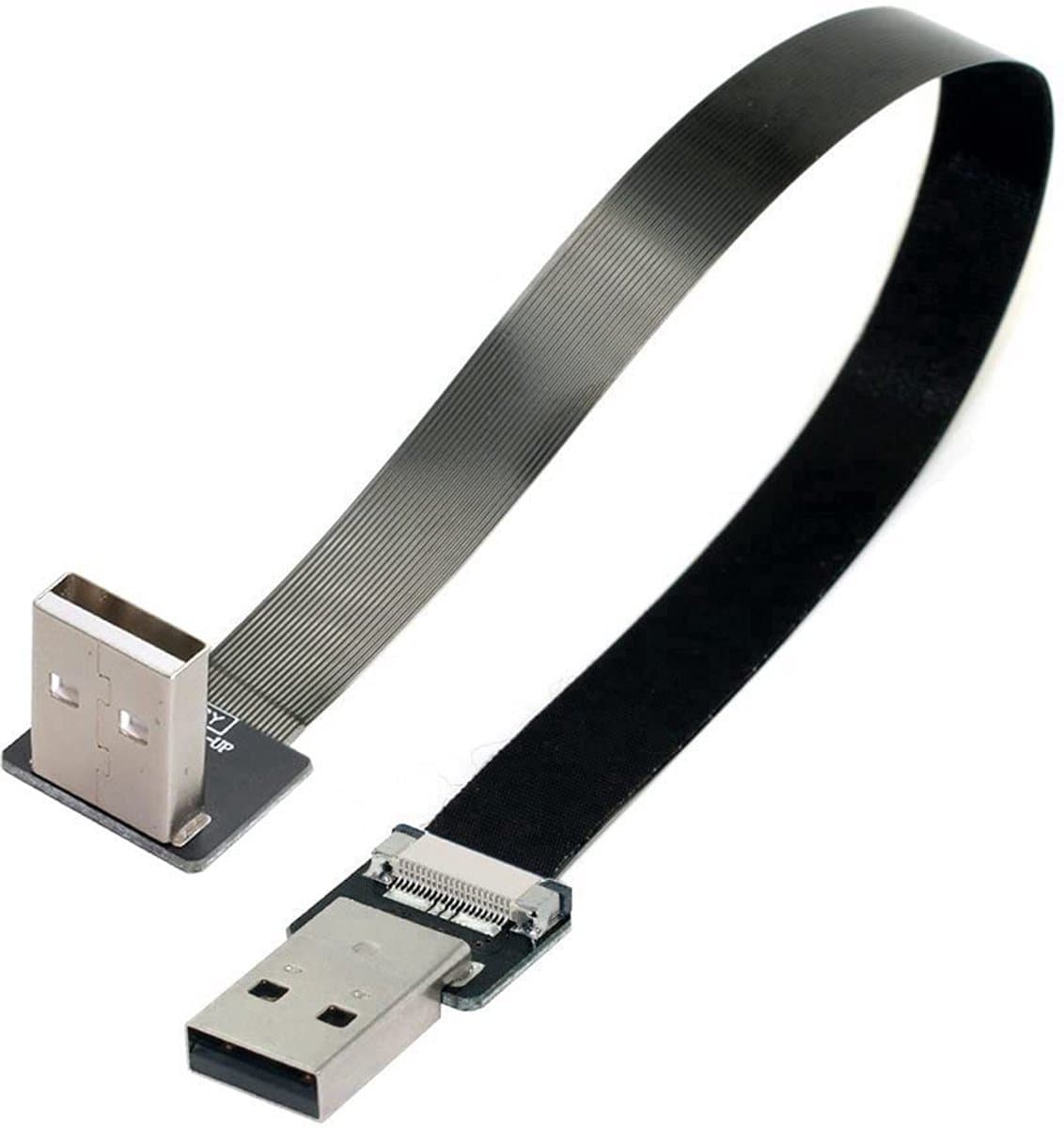 Gehoekte USB 2.0 Type-A Male naar Male Platte Datakabel 90 Graden