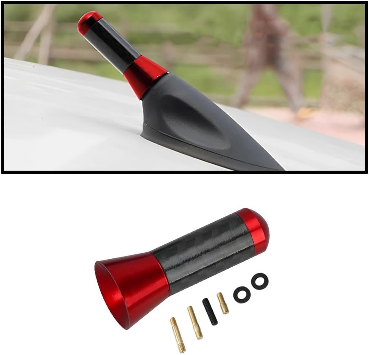 Allecto - Autoantenne - Kort - Sterke FM/AM-ontvangst - Rood - Autoradio - Tuning - Geschikt voor Auto's - Rood Model