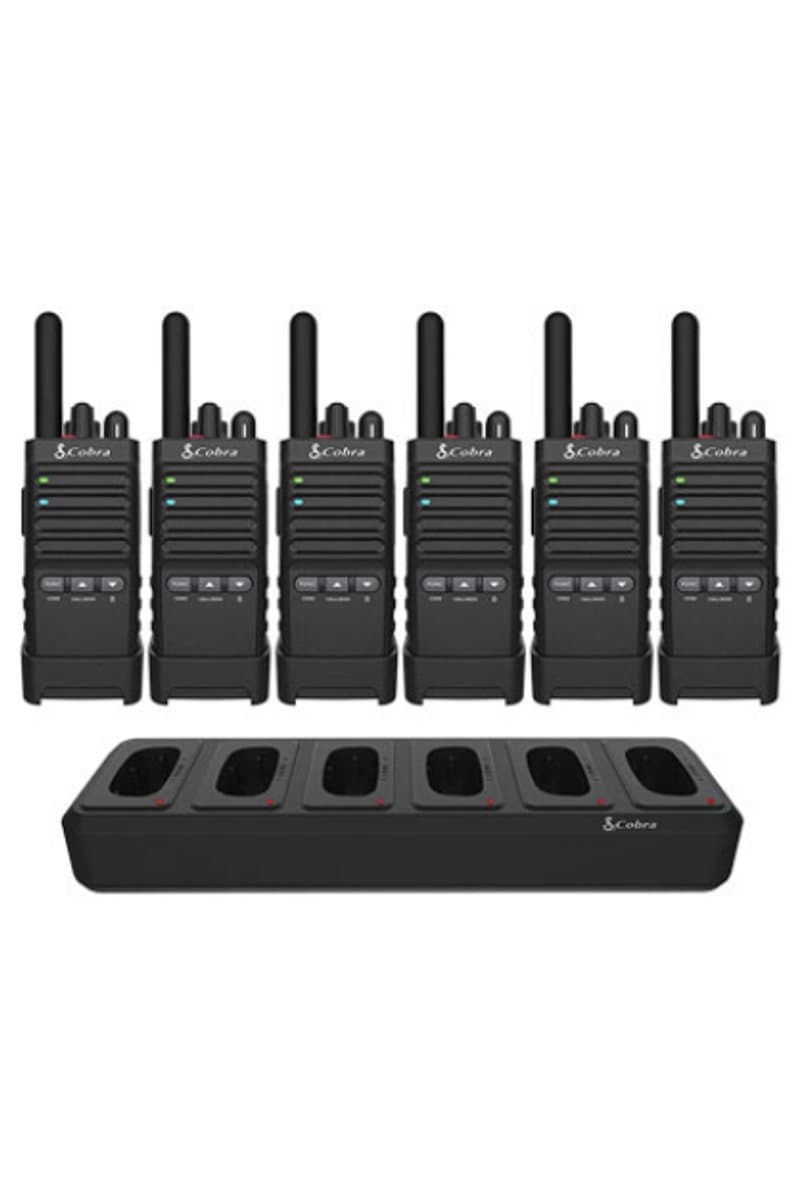 Set van 6 Cobra PX650 UHF PMR446 vergunningsvrije slimline portofoons met multilader