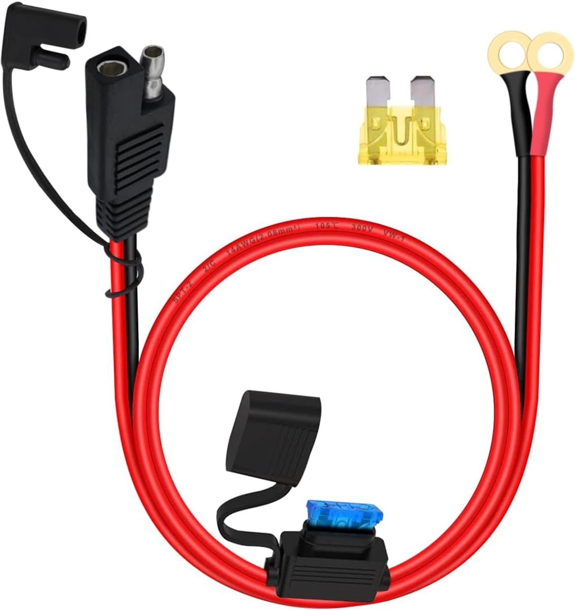 SAE Kabel - Accu Verbindingskabel - Batterij Laden - Met Zekering - 2 Meter