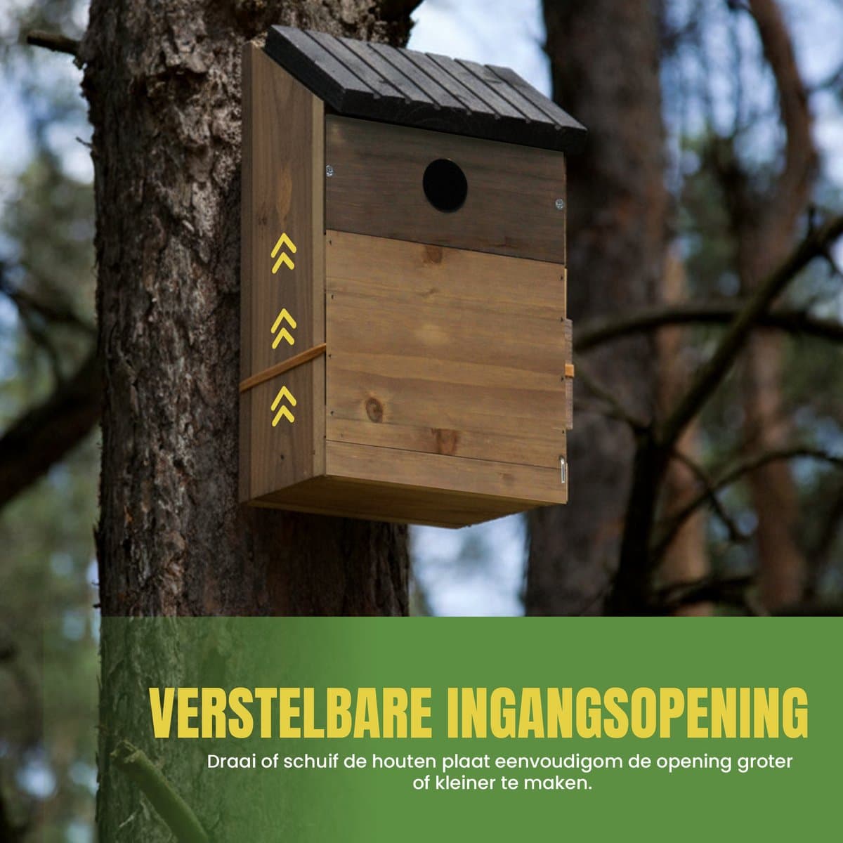 Muntel® Vogelhuis - Vogelhuisje - Vogelvoederplek - Staand - Bruin - 17 x 17 x 25,5 cm
