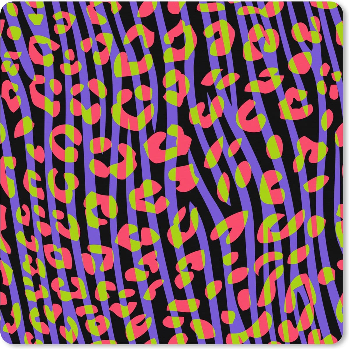 Muismat XXL 60x60 cm - Bureau onderlegger - Bureau mat Panterprint - Zebra - Neon - Bureaumat - Gaming mousepad xl - Bureaulegger groot - Computer deskmat