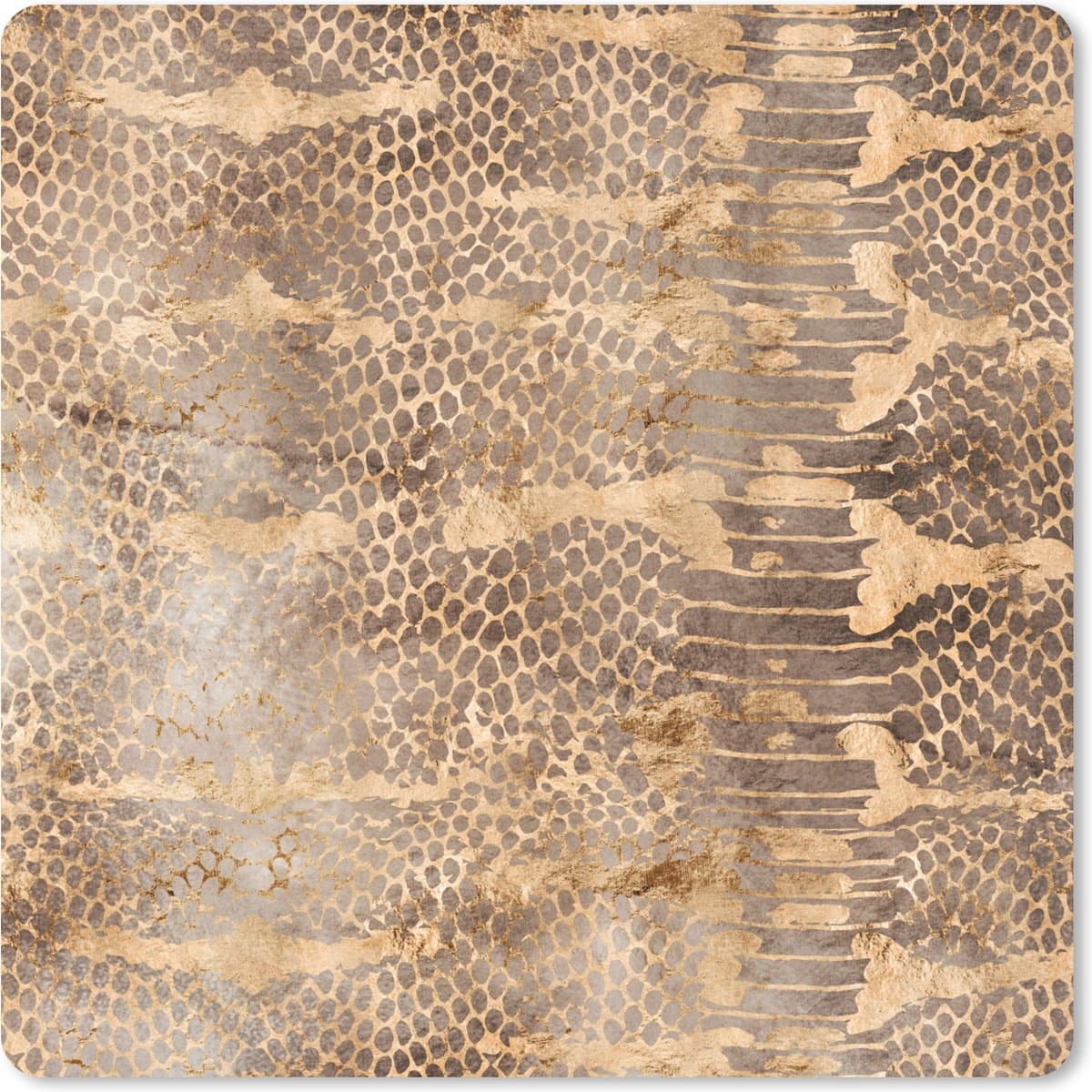 Muismat XXL 80x80 cm - Bureau onderlegger - Bureau mat Dierenprint - Slang - Goud - Luxe - Bureaumat - Gaming mousepad xl - Bureaulegger groot - Computer deskmat