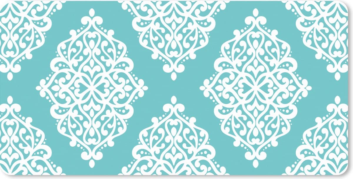 Muismat XXL 80x40 cm - Bureau onderlegger - Bureau mat Bloemen - Wit - Blauw - Vintage - Patronen - Bureaumat - Gaming mousepad xl - Bureaulegger groot - Computer deskmat
