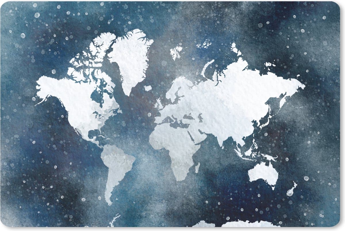 Muismat XXL 120x80 cm - Bureau onderlegger - Bureau mat Wereldkaart - Sterrenhemel - Waterverf - Bureaumat - Gaming mousepad xl - Bureaulegger groot - Computer deskmat