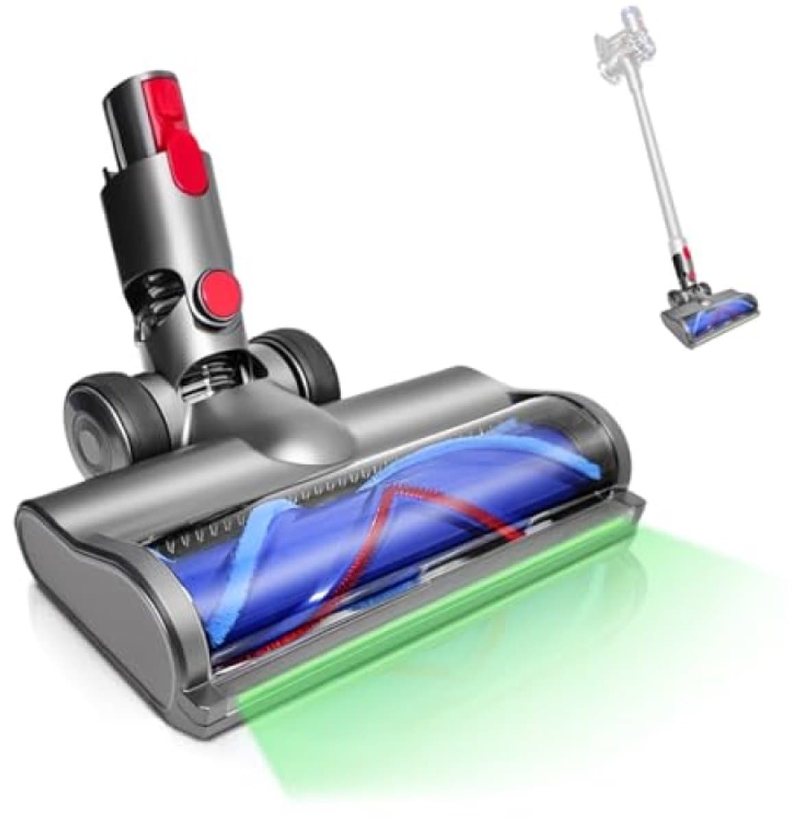 PromoHome Stofdetectieborstel compatibel met Dyson V7, V8, V10, V11, V15 - LED-verlichting, voor tapijt en harde vloer