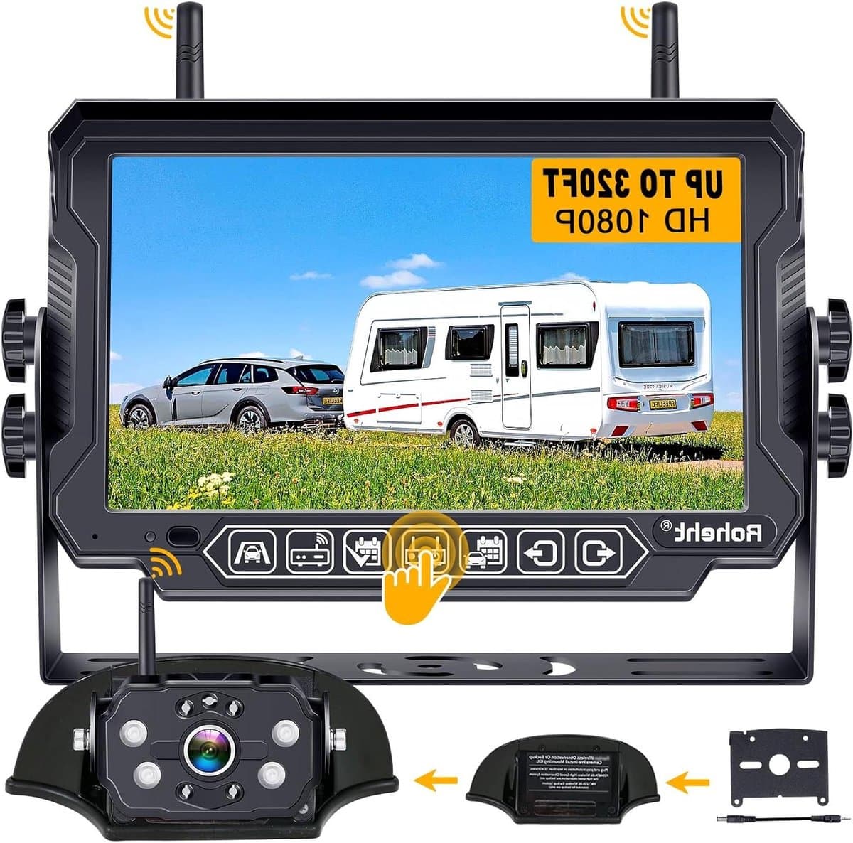 Achteruitrijcamera Systeem - Parkeercamera Camper - Veilig Achteruitrijden - HD 1080P Opname - 7 Inch Monitor - Zwart