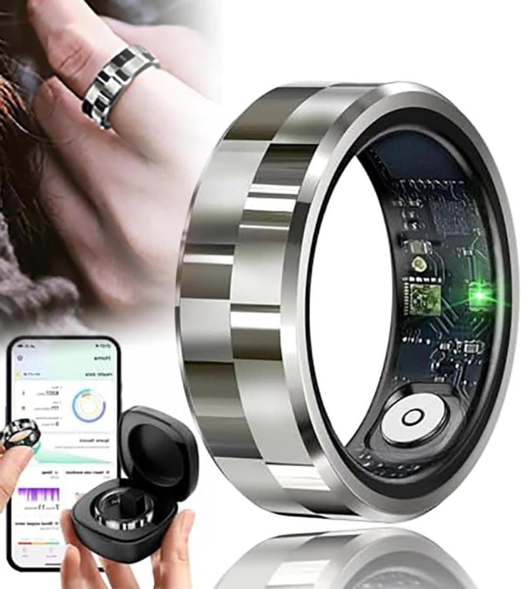 Slimme Ring - Fitness Tracker - Gezondheid Monitoren - Luchtgebaren Bediening - 7 Dagen Batterij - Zilver