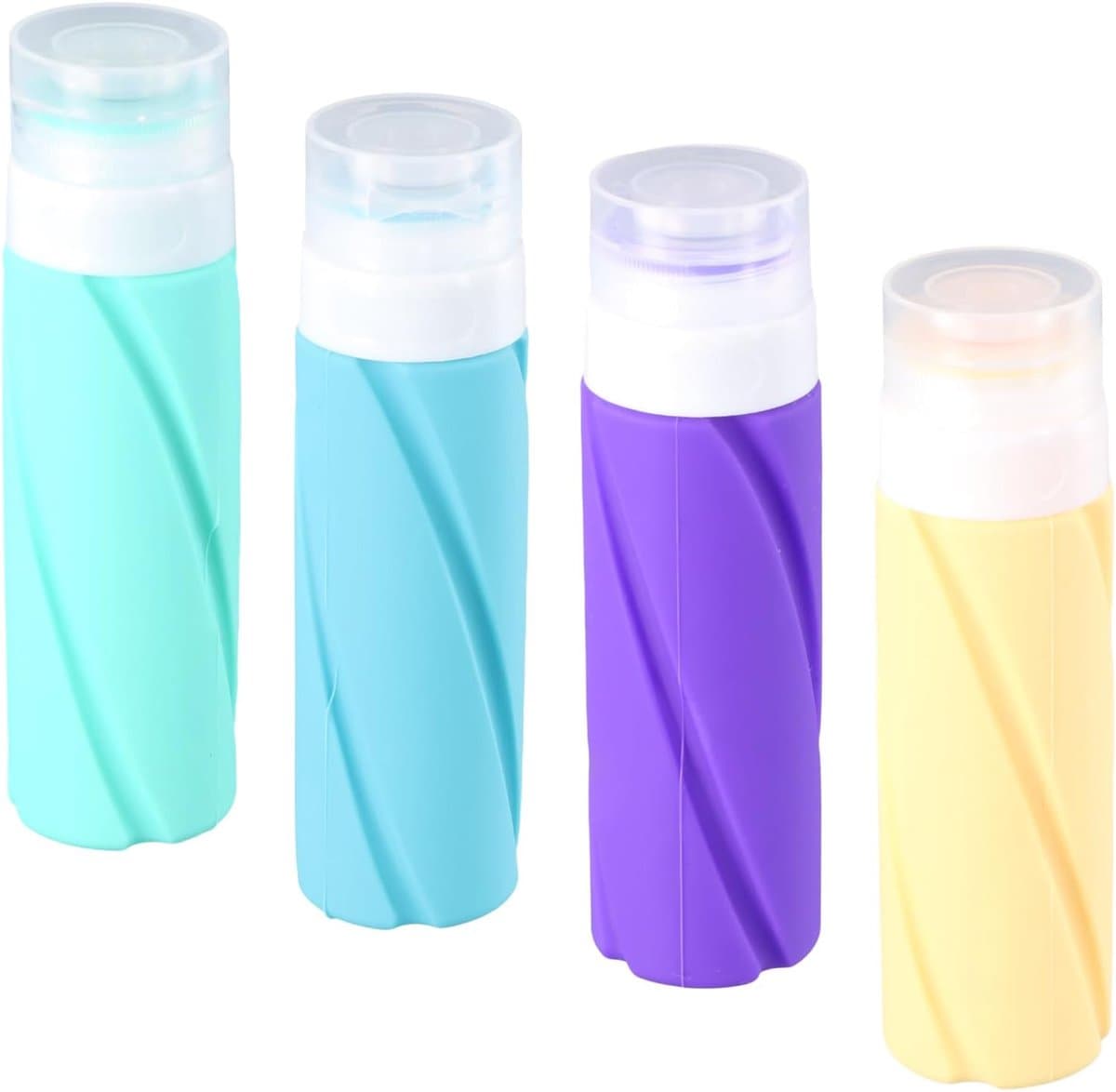 Thijox - 4 Stuks Reisflessen 100ml - Siliconen Navulbare Flessen voor Vrouwen - Ideaal voor Reizen, Camping en Avonturen - Compact en Handig