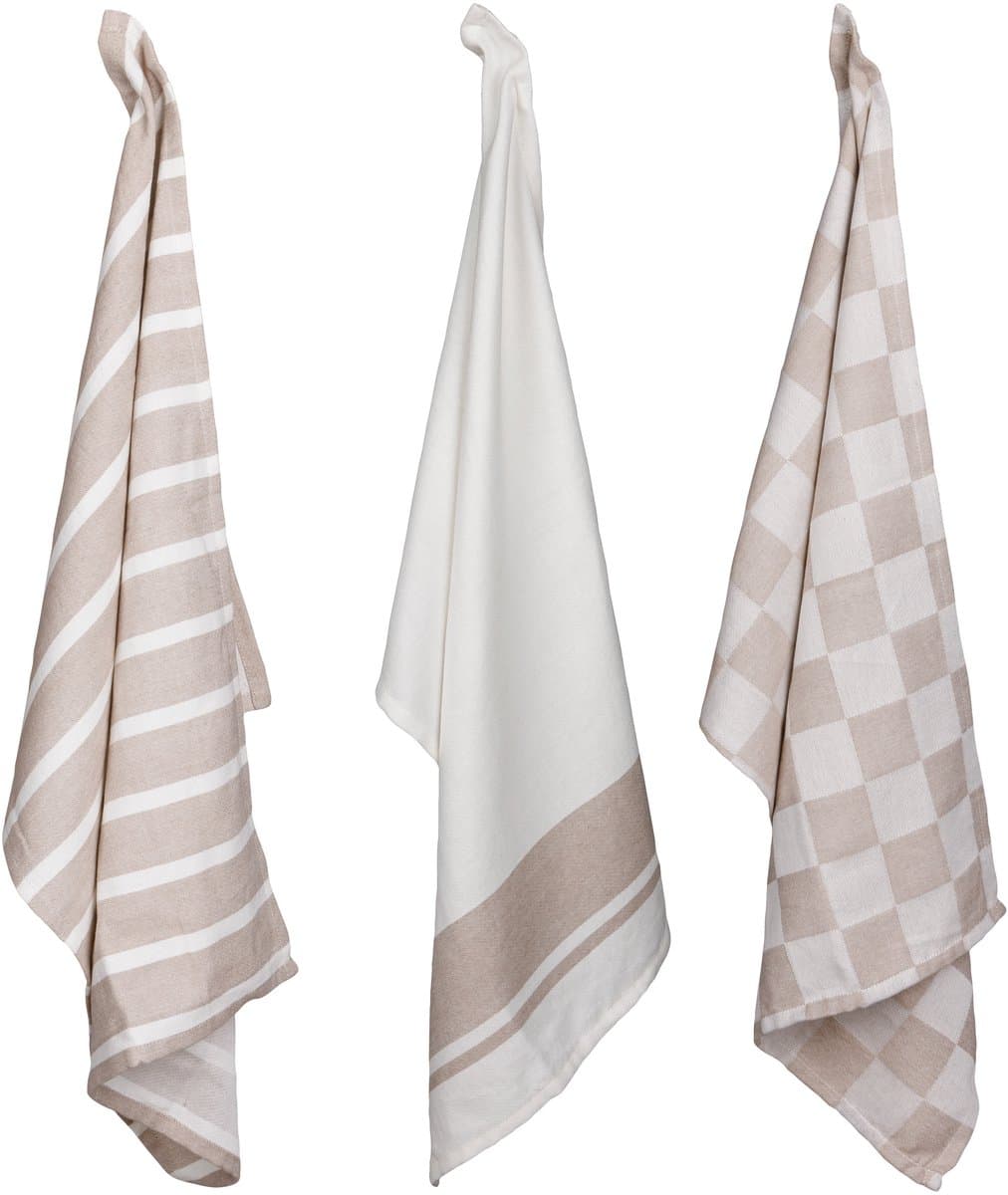Cosy & Trendy Theedoek Stoff Sand - 3 Stuks 50 x 70 cm - Katoen - Zacht