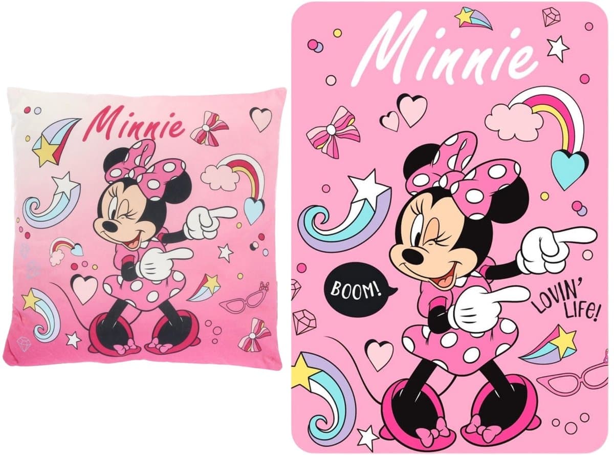 Minnie Mouse slaapkamerset; kussen en fleece deken