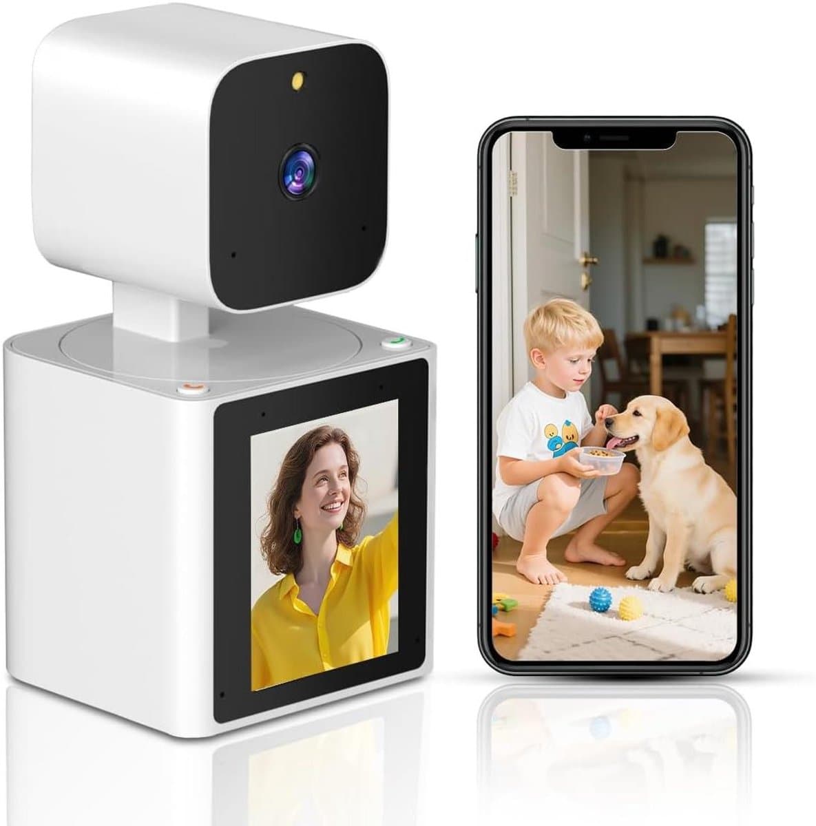 Beveiligingscamera Binnen - Huisdier Camera - Video Bellen - 360 Graden Pan Tilt - 1080P HD - Wit
