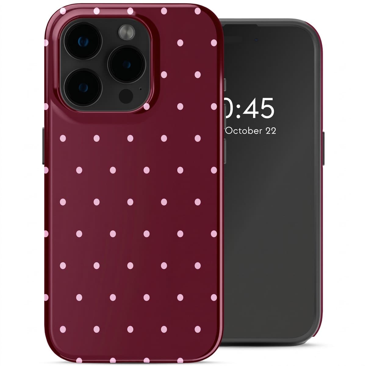 Selencia Hoesje - Geschikt voor Apple iPhone 15 Pro - Backcover geschikt voor MagSafe - Happy Dots Burgundy