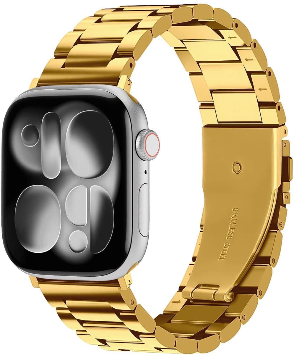SBG RVS Schakel Bandje Geschikt voor Apple Watch 1/2/3/4/5/6/7/8/9/10/11/SE - 38/40/41/42MM - Roestvrij Staal Horlogebandje Goud