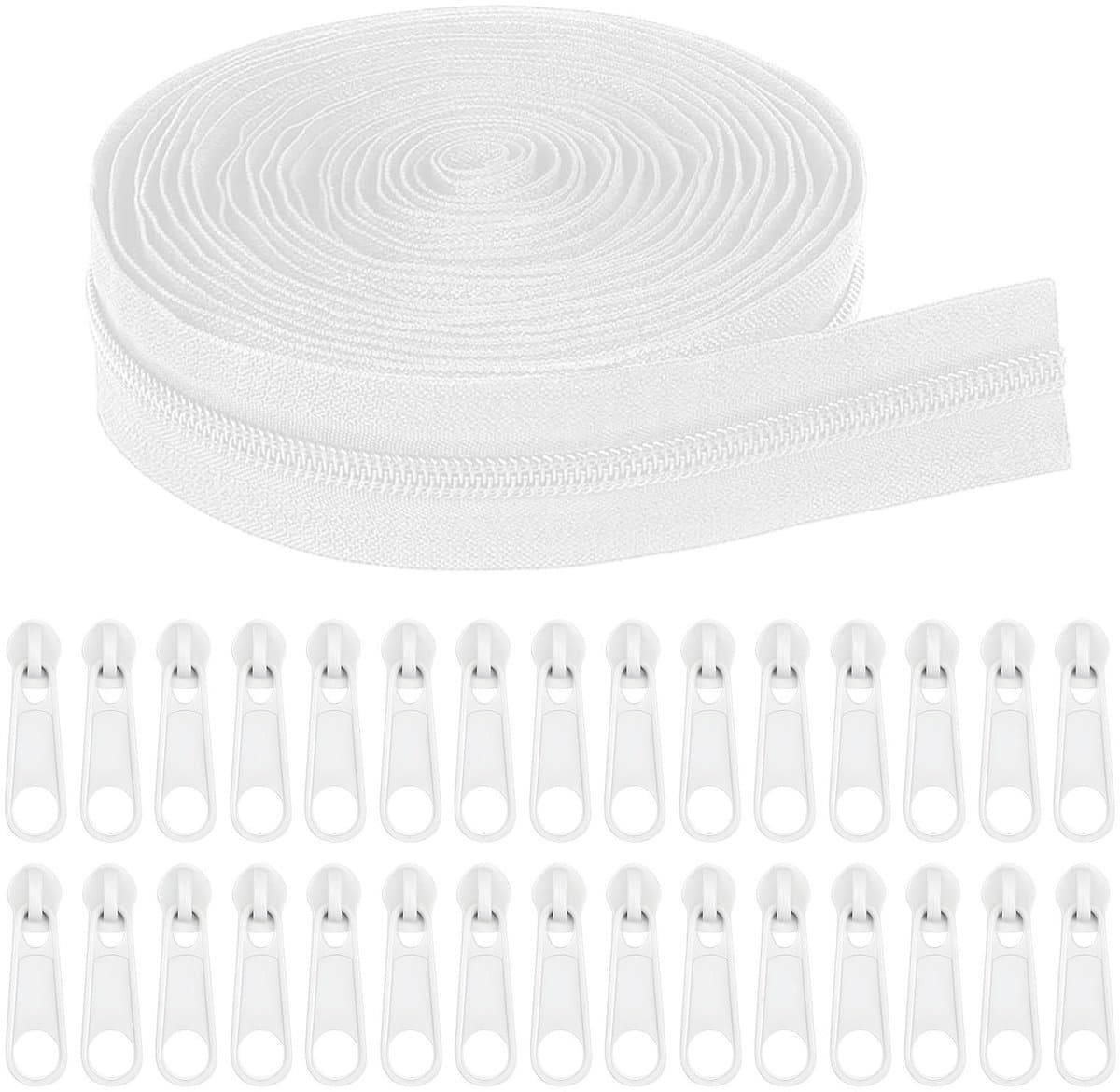 Dailygoods- Ritssluiting 20 m - Nylon Ritssluitingen - Schuif met 40 Regelaars - Ritssluitingen voor Kleding - Tassen en Beddengoed - Eindeloos Gebruik - Rits