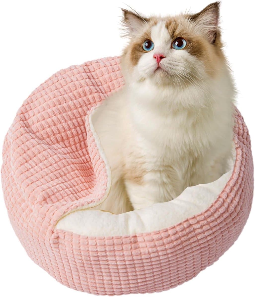 Katten Grot Bed - Huisdier Warm Bed - Comfortabel Slapen - Ergonomische Gewrichtsontlasting - 60 x 60 cm - Roze