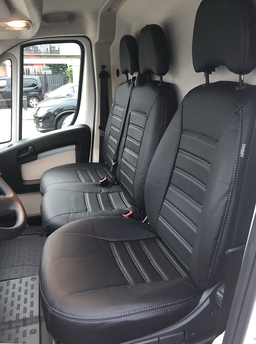 Pasvorm stoelhoezen Citroen Jumper 2006-heden (geschikt voor stoel en duobank) - Kunstleer zwart