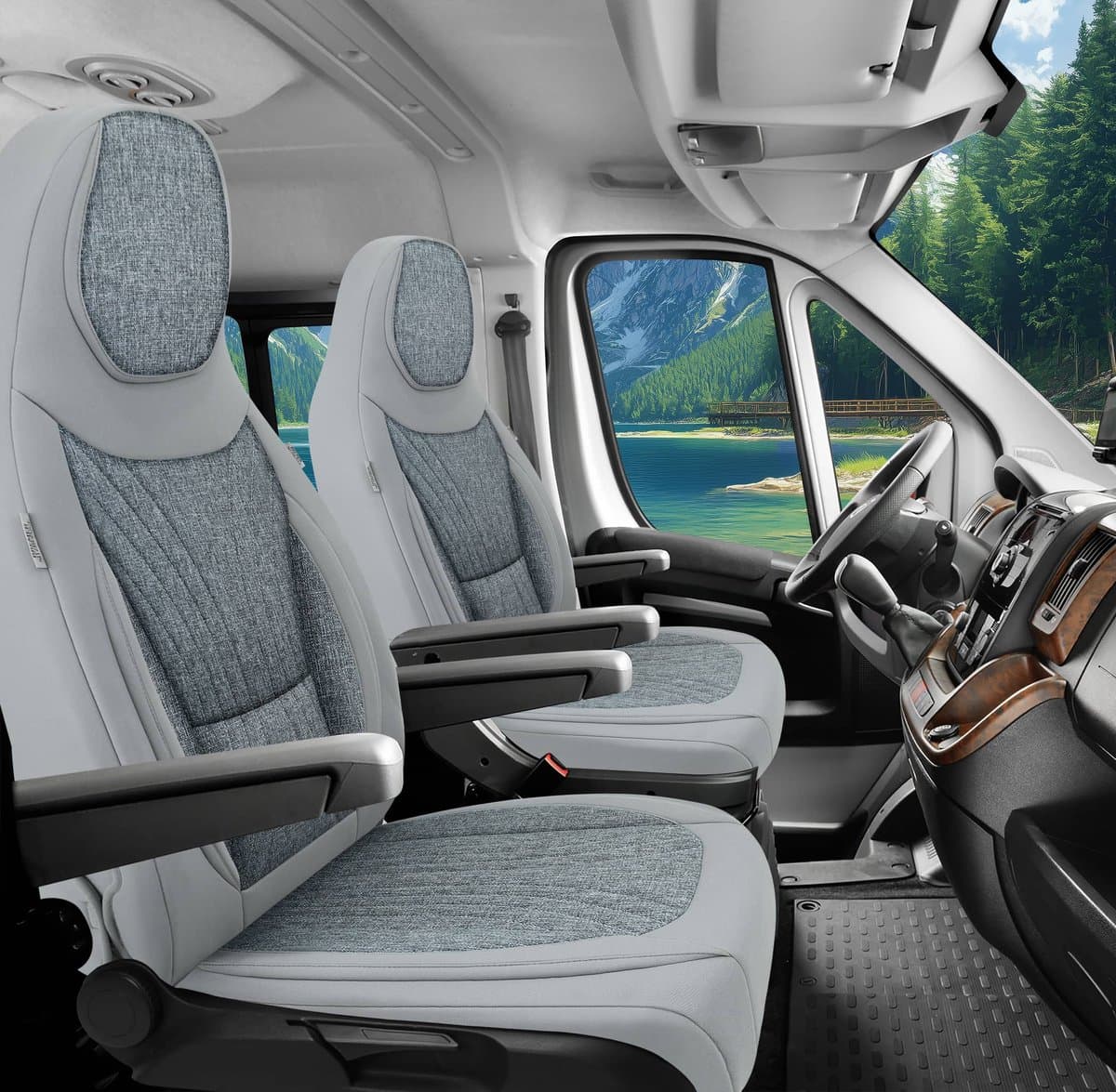 Premium Camper stoelhoezen voor Rapido Serie C C8 in Grijs (2 losse stoelen)