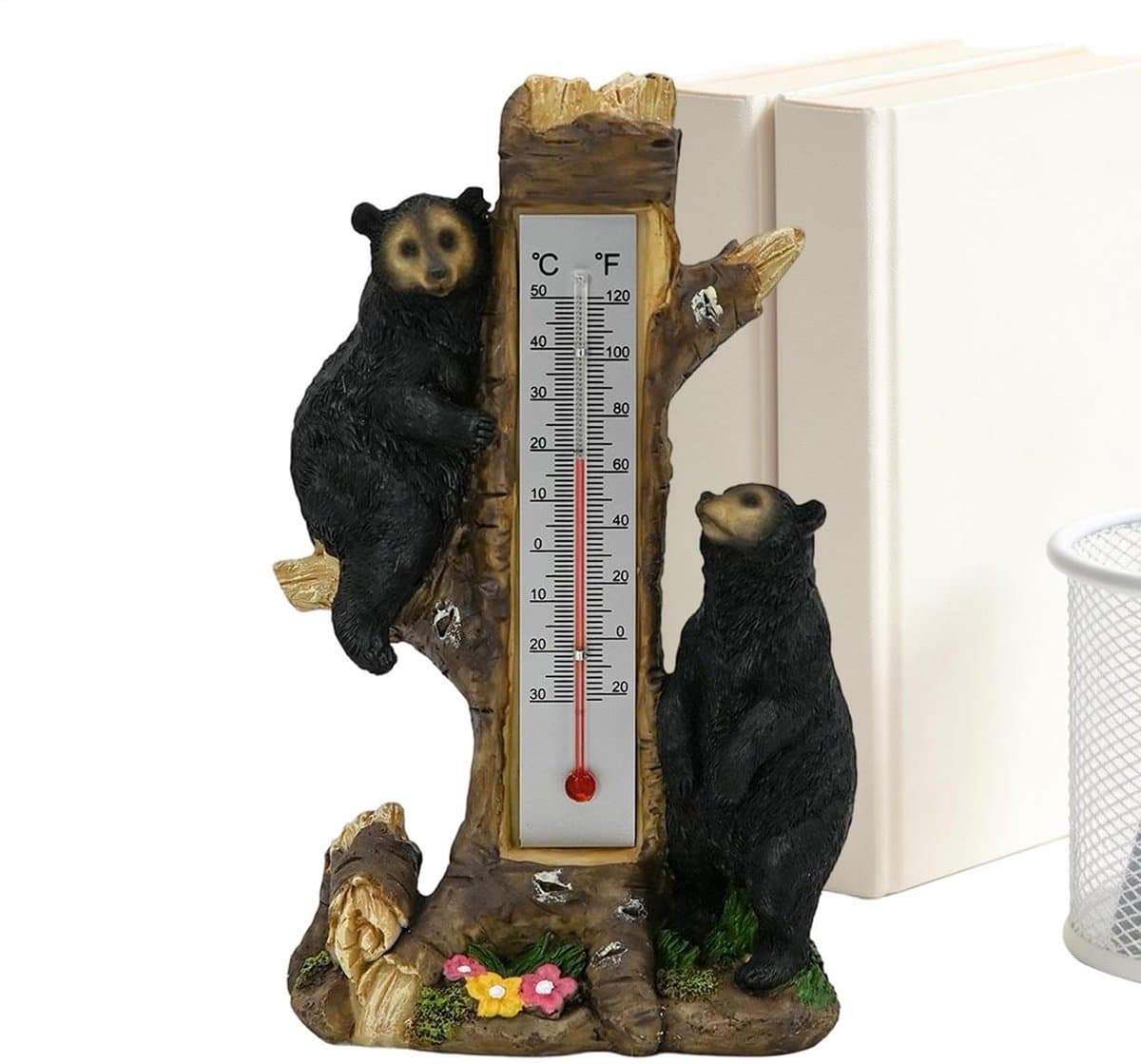 Temperatuurmeter Buiten - Weer Monitor - Tuin Temperatuur - Dubbele Schaal - 27 Centimeter - Zwart Beer