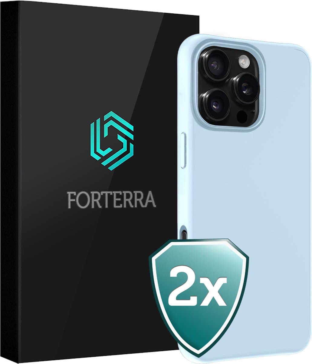 Hoesje 2 Stuks - Geschikt voor Apple iPhone 16 Pro Max - Sterk & Shockproof - Back Cover - Case Siliconen - Telefoon Hoes - Lichtblauw