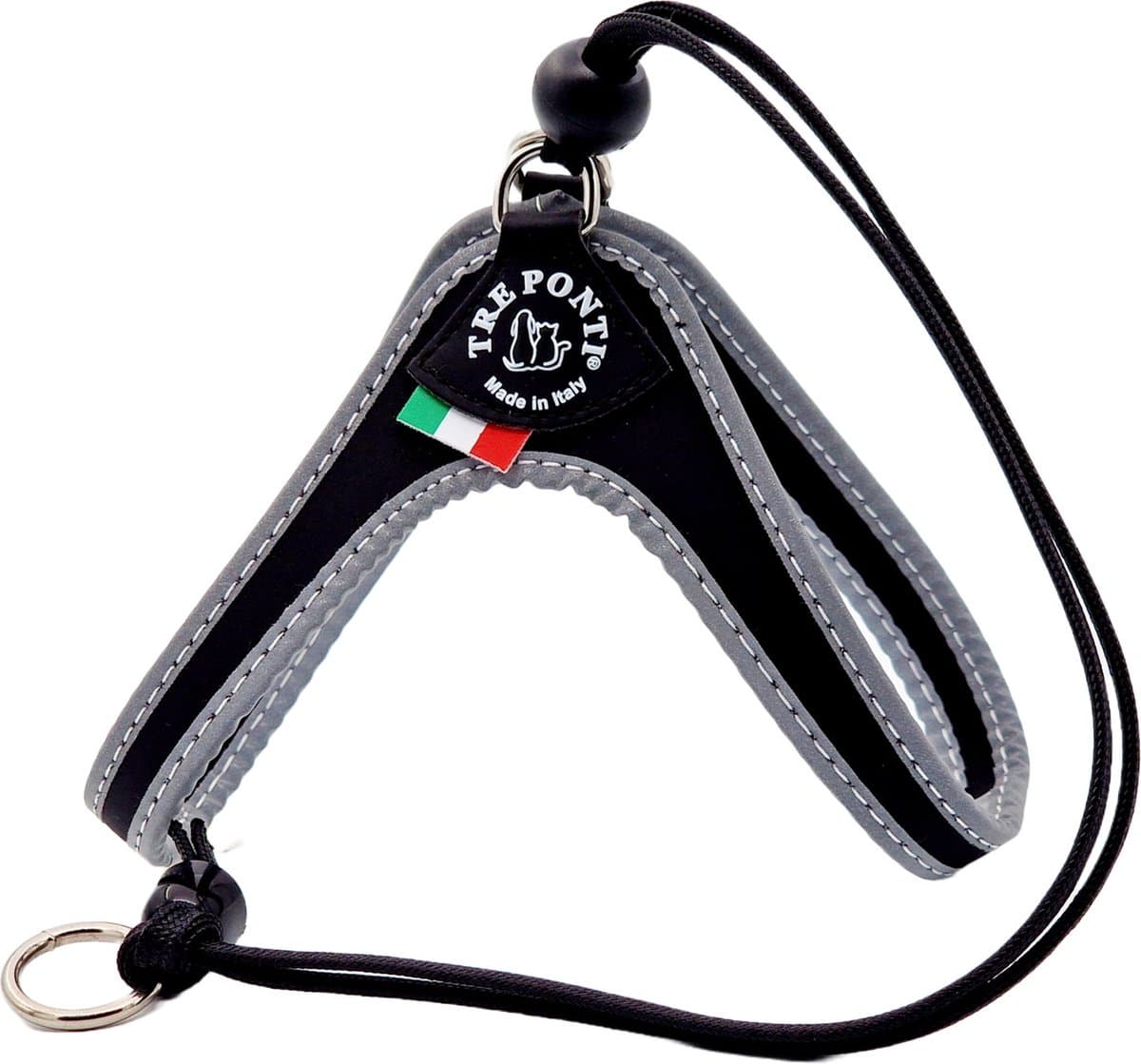 Tre Ponti Liberta Tuig Zwart&Reflectie - Hondenharnas - 23-33 Cm Tot 3 Kg